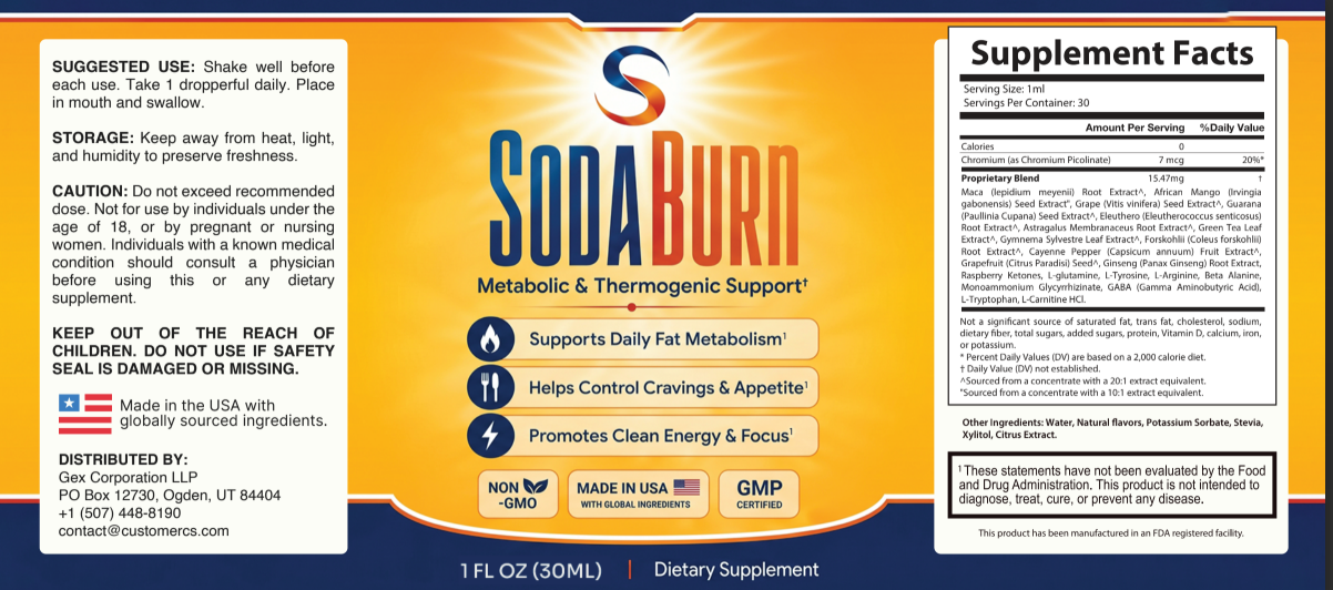 SodaBurn ingredients